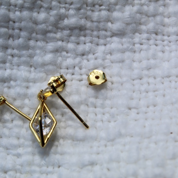 Sterling Silver Diamond Hollow Stud Tassel Earrings - Picture 13 of 13